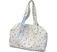 Floral Duffle Bag, Canvas Flower Tote, 11.81x9.06x4.33 Inches Cute Carry Weekender Bag, Ideal for Travel, Gym, Beach and More Indoor and Outdoor Travel Use