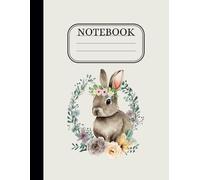 Floral Easter Notebook: cute bunny journal for kids and family , wide ruled 120 pages