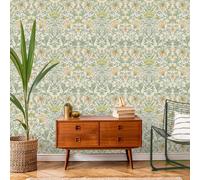 Vintage Entrelazados Flores Hojas Papel Holden Crema / Ocre 13392 Floral Vid