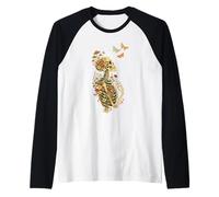 Floral Esqueleto Cottagecore Polilla Mariposa Gótico EMO Camiseta Manga Raglan