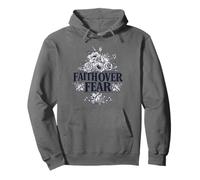 Floral Faith Over Fear Quotes Illustration Graphic Designs Sudadera con Capucha