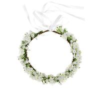Floral Fall Corona artificial de flores para el aliento de bebé, corona de boda, tocado de novia, corona verde HC-24 (flor blanca)
