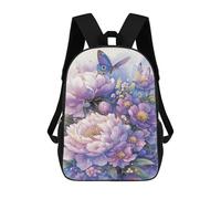 Floral Fantasy Butterfly Garden Mochilas Impresas En 3D Para Niños 17inch Mochilas De Moda Informales Para El Día A Día, Bolsas De Viaje, Mochilas Informales Para Exteriores Para Niños Y Niñas