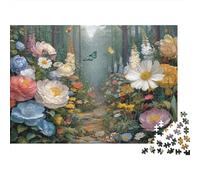 Floral Forest Path Colourful Forest Flowers 1000 Pieces Jigsaw for Adults The Impossible Challenge Brain Development 52x38cm/1000pcs