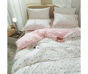 Floral Girls Duvet Cover Twin XL Cotton Pink Floral Duvet Cover Chic Garden Flower Bedding Sets Lightweight Soft Aesthetic Floral Comforter Cover 1 Twin XL Duvet Cover with 2 Pillowcases