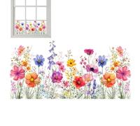 Floral Glass Stickers - Window Cling Decals for Shop Display | PVC Transparent with Static Adhesion, Double Sided Spring Decoration, Removable Non Adhesive Sticker, Easy Application