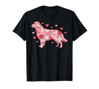 Floral Golden Retriever Heart Botanical Puppy Love Camiseta