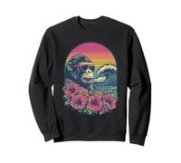 Floral Gorilla Surfer Hibisco Flores Verano Atardecer 90 Sudadera