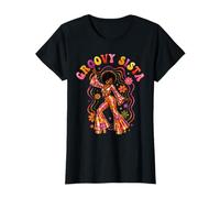 Floral Groovy Sista Afro Woman Bailando Disco Funky de los 70 Camiseta