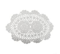 Floral Hand Crochet Cotton Lace Doilies Oval Placemat Vintage Table Mat Para Cocina Comedor Decoración Blanco Patrón 25 X 35 Cm Tacto Suave (Blanco)