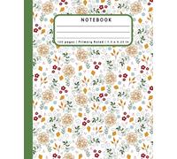 Floral Handwriting Practice Notebook for Girls Ages 4-7 | Primary Ruled with Dotted Midline | 120 Pages | Cute Writing Journal for Pre-K to 2nd Grade