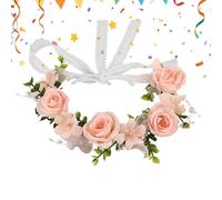 Floral Headband | Fabric Lace Bead Artificial Rose Flower Hair Accessory, Lightweight 22g Elegant Hair Hoop | Romantic Country Style Ĥair Garland For Kids Women Photography Party Wedding Holiday Outdo