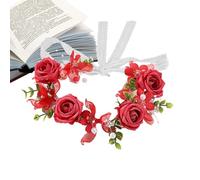 Floral Headband | Fabric Lace Bead Artificial Rose Flower Hair Accessory, Lightweight 22g Elegant Hair Hoop | Romantic Country Style Ĥair Garland For Kids Women Photography Party Wedding Holiday Outdo