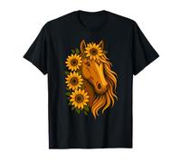 Floral Hippie Animal Ecuestre Arte Girasol Caballo Camiseta
