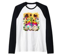 Floral Hippie Gnomes For Women and Hippies with Sunflower Camiseta Manga Raglan