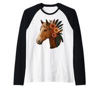 Floral Horse Love Horse Mom Cute Equestrian Lover Woman Girl Camiseta Manga Raglan