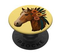 Floral Horse Love Horse Mom Cute Equestrian Lover Woman Girl PopSockets PopGrip Adhesivo