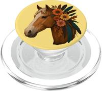 Floral Horse Love Horse Mom Cute Equestrian Lover Woman Girl PopSockets PopGrip para MagSafe