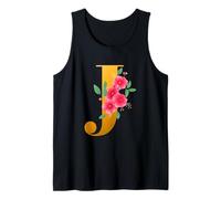 Floral J Alphabet Cute Initial Monogram Letter J Graphic Camiseta sin Mangas