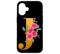 Floral J Alphabet Cute Initial Monogram Letter J Graphic Carcasa para iPhone 16