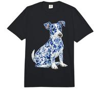 Floral Jack Russell con Flores Chinoiserie Blue Toile Dog Comfort Colors Adult Heavyweight T-Shirt