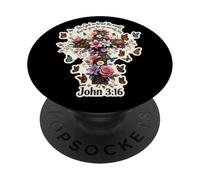 Floral Juan 3:16 Versículo de la Biblia para Dios Amó El Mundo PopSockets PopGrip Adhesivo