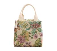Floral Jute Bags - Insulated Women's Tote, Women Handbags for Casual or Work, Ladies Bags with Reinforced Zippers, Linen Tote Bag, Jute Burlap Bag Ideal for Carrying Food to Your Workplace Picnic