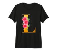 Floral L Alphabet Cute Initial Monogram Letter L Graphic Camiseta Premium