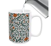 Floral Large Mugs - Large Ceramic Coffee Cup | 8x9.5cm 350ml Cute Mugs with Decorative Pattern, Kitchen Drinkware Accessory for Family, Morning Glass, Floral Mug for Home Kitchen