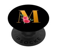 Floral M Alphabet Cute Initial Monogram Letter M Graphic PopSockets PopGrip Adhesivo