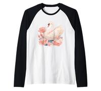 Floral Majestuoso Cisne Lotus Flores Lirios Naturaleza Amantes Camiseta Manga Raglan