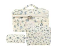 Floral Makeup Bag - Cosmetic Organizer Pouch for Travel Home | Water Resistant Fabric with Zipper Closure, Spacious Compartments for Brushes, Lipsticks, Skincare, Toiletries 9.84x6.3x6.3 in