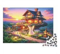 Floral Mansion Jigsaw Puzzles 1000 Piezas Material Reciclado Fairy Tale House Adult Jigsaws Desarrolla Boy & Girl‘s Inteligencia Padre-Hijo Game Activity 38x26cm/1000pcs
