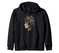 Floral Mente Florecer Mujer Cabeza Naturaleza Arte Estrellas Calma Sudadera con Capucha