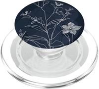 Floral Minimalista de líneas Blancas PopSockets PopGrip para MagSafe