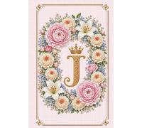 Floral Monogram J Notebook: Letter J Cross Stitch Journal: Hardcover Lined Notebook for Women, Floral Letter J Monogram, Elegant Cross Stitch Design, 181 Pages, 6 X 9 Inches
