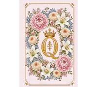 Floral Monogram Q Notebook: Letter Q Cross Stitch Journal: Hardcover Lined Notebook for Women, Floral Letter Q Monogram, Elegant Cross Stitch Design, 181 Pages, 6 X 9 Inches