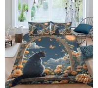 Floral Moonlit Fantasy Funda de Edredón Microfibra 3 Piezas Impresión 3D Cierre de Floral Moonlit Fantasía Funda Edredon Fundas de Almohada Antibacteriana Lavables for Familia Double（200x200cm）