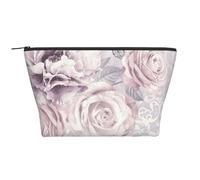 Floral Morado y Gris, Bolsa de artículos de tocador Bolsa de Maquillaje Bolsa de cosméticos Bolsa de artículos de tocador de Viaje portátil