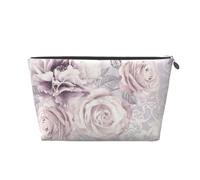 Floral Morado y Gris, Bolsa de artículos de tocador Bolsa de Maquillaje Bolsa de cosméticos Bolsa de artículos de tocador de Viaje portátil