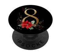 Floral navideño Golden Eight Poinsettia PopSockets PopGrip Adhesivo
