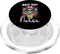 Floral Night Shift Enfermera Esqueleto Halloween RN Enfermeras Calavera PopSockets PopGrip para MagSafe