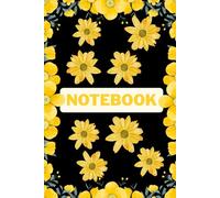 Floral Notebook, Black Cover with Yellow Flowers, 6x9 inches, 120 Pages, Perfect for Journaling, School, College, Work, and Daily Notes