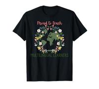 Floral Orgulloso De Enseñar A Un Estudiante Multilingüe Profesor De Camiseta