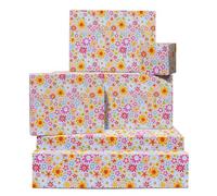 Floral Papel Regalo - 6 Sheets Of Colorido Retro Papel Regalo - For Cumpleaños Boda Housewarming - Wouomini Chicas Mamá Amigos - Flower Pattern Spring Summer - Comes With Tags By Central