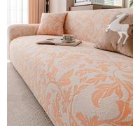 Floral Pattern Sofa Slipcovers, Vintage High Stretch Sofa Covers | Living Room Furniture Protector, Fitted Universal Couch Cover, Stylish Couch Covers For Dogs Pets Cats(Orange,5 Seater)