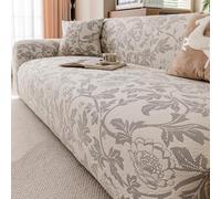 Floral Pattern Sofa Slipcovers, Vintage High Stretch Sofa Covers | Living Room Furniture Protector, Fitted Universal Couch Cover, Stylish Couch Covers For Dogs Pets Cats(Gray,4 Seater)