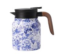 Floral Pattern Tea Kettle - Vintage Hot Coffee Pot, Thermal Stainless Steel Teapot, Elegant Serving Pot | Home Office Kitchen Accessory, Holiday Tableware Gift, Christmas Thanksgiving Use, Heat