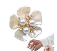 Floral Pearl Button Covers - Rhinestone Decorative Blouse Accessories, Elegant DIY Picture On Ornaments for Women, Instant Upgrade for Dress Tuxedo Blouses, Fancy Shirt Jewelry, Silver Finish