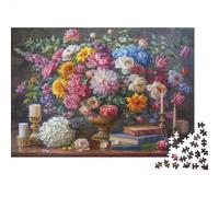 Floral Pintura de Vida Muerta Puzzle Imposible,desafío para Adultos Interesante Juego Educativo 1000 Piezas Obra De Arte De Juego De para Adultos, Regalos A Partir De 14 Años 52x38cm/1000pcs
